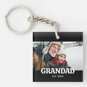 Grandad Established Modern Typography Photo Key Ring