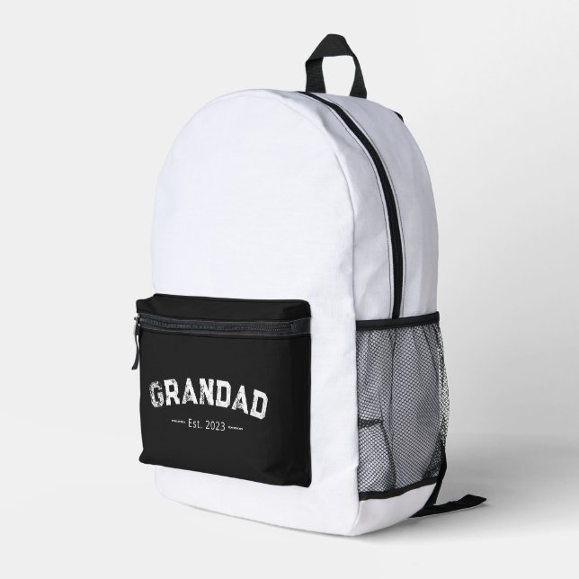 Grandad Established New Grandad Gift Printed Backpack (Back Corner Right)