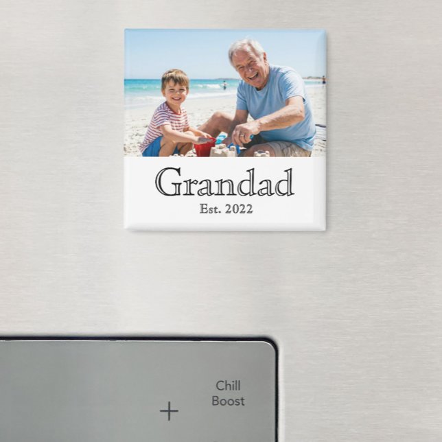 Grandad Established Photo Black Bold Minimal Magnet (Creator Uploaded)