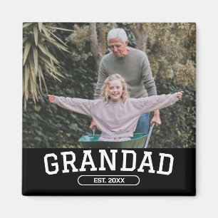 Grandad Established Photo Black New Grandpa Gift Magnet