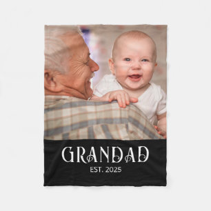 Grandad Established Photo Gift Fleece Blanket