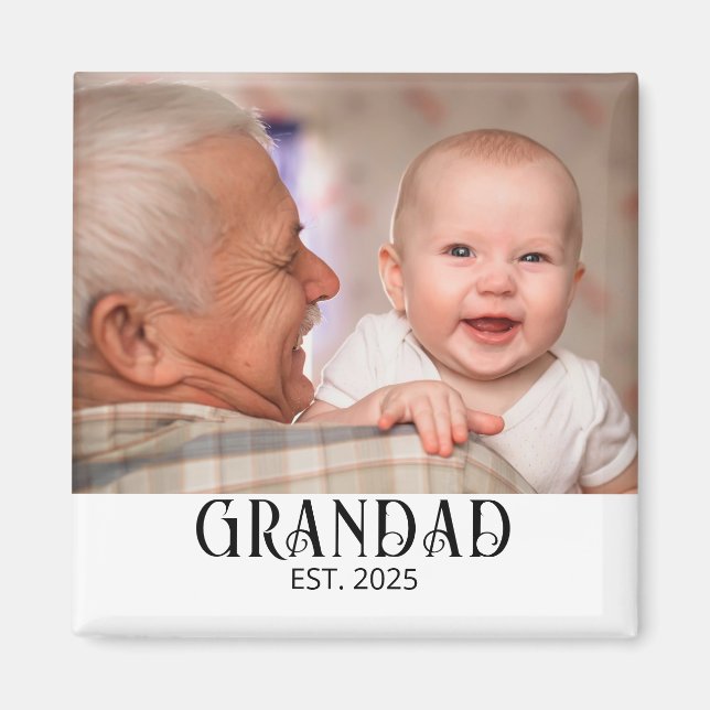 Grandad Established Photo Gift Magnet (Front)