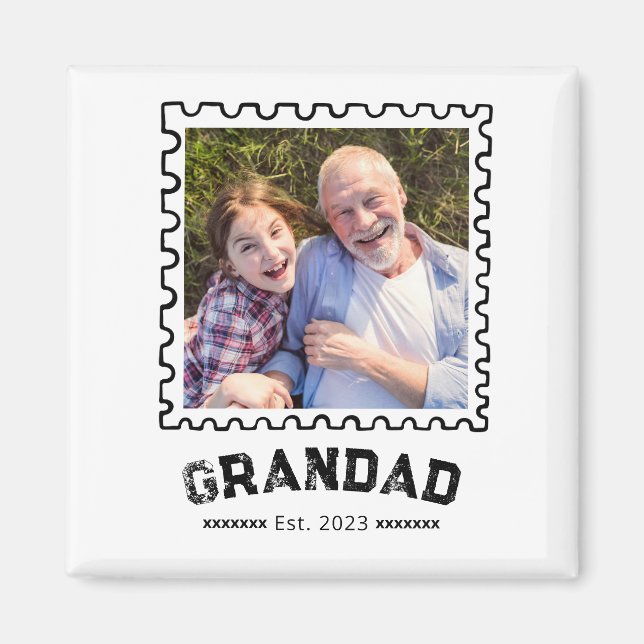 Grandad Established Photo Gift Magnet (Front)