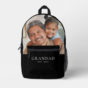 Grandad Established Photo Grandfather's Day Printed Backpack