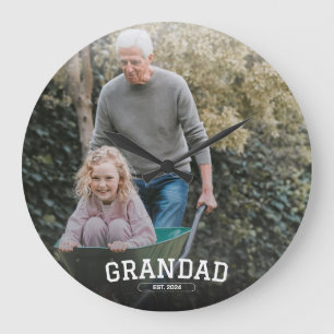  Grandad Established Photo New Grandpa Gift Large Clock