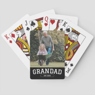  Grandad Established Photo New Grandpa Gift Playing Cards