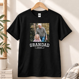  Grandad Established Photo Script New Grandpa Gift T-Shirt
