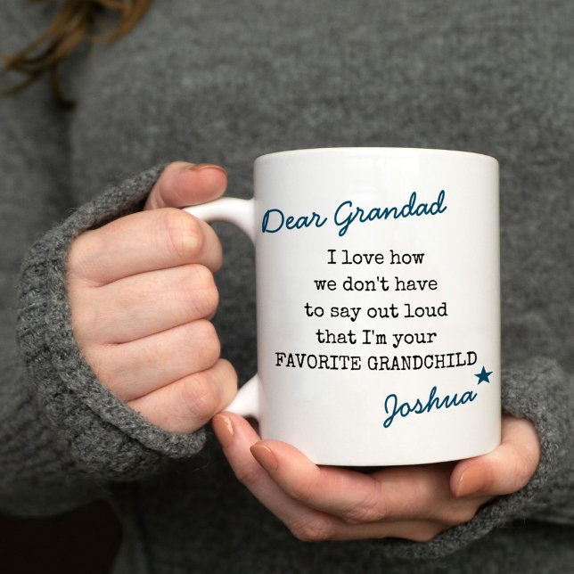 Grandad Favourite Grandchild Typewriter Typography Coffee Mug (Creator Uploaded)