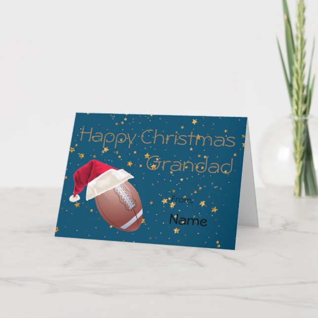Grandad Football Sports Christmas Personalised Holiday Card (Front)