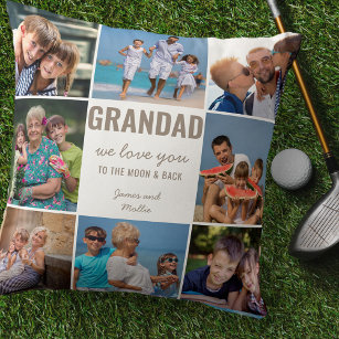 Grandad Love you to the Moon and Back Taupe Photo Cushion
