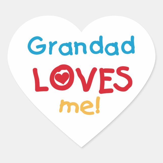 Grandad Loves Me T-shirts and Gifts Heart Sticker (Front)