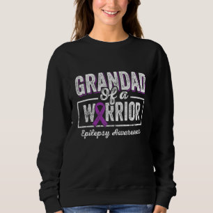 Grandad of a Warrior Epilepsy Grandad Purple Ribbo Sweatshirt