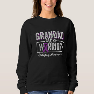 Grandad of a Warrior Epilepsy Grandad Purple Ribbo Sweatshirt