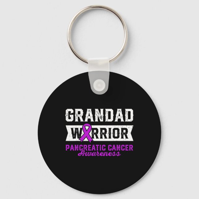Grandad Of A Warrior Pancreatic Purple Ribbon Supp Key Ring (Front)