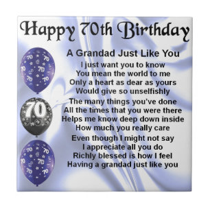 grandad poem - 70th Birthday Ceramic Tile