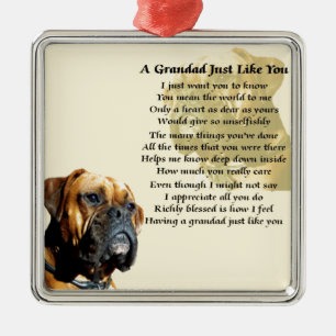 Grandad Poem - Boxer Dog Design Metal Ornament