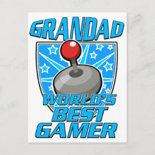 Grandad World's best gamer retro logo Holiday Postcard