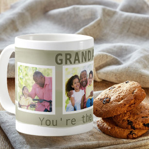 Grandad You're the Best - 3 Photo Khaki Stripe Coffee Mug