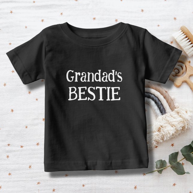 Grandad's bestie, cute baby T-Shirt (Grandad's bestie, cute baby T-Shirt white text on a black tee)