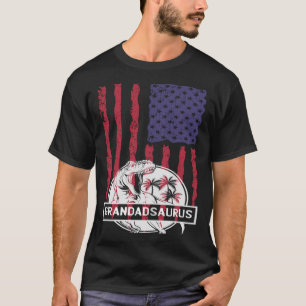 Grandadsaurus Dinosaur T Rex USA Flag Grandad Gran T-Shirt