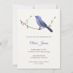 Grandala Bird Christening Invitation