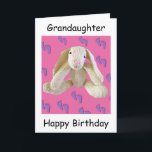 Grandaughter birthday bunny rabbit card<br><div class="desc">Here is a lovely card for your grandaughter. You can change the greeting on the front and the verse inside or leave blank. This would make a lovely gift or treat yourself! Please take a look at my other mugs, products and cards in my bunny range. pattern used for bunny...</div>