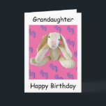 Grandaughter birthday bunny rabbit card<br><div class="desc">Here is a lovely card for your grandaughter. You can change the greeting on the front and the verse inside or leave blank. This would make a lovely gift or treat yourself! Please take a look at my other mugs, products and cards in my bunny range. pattern used for bunny...</div>
