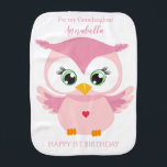 Grandaughter First Birthday Cute Pink Owl Burp Cloth<br><div class="desc">Grandaughter First Birthday Cute Pink Owl baby burp cloth</div>
