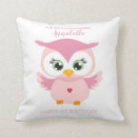 Grandaughter First Birthday Cute Pink Owl Cushion<br><div class="desc">Grandaughter First Birthday Cute Pink Owl Throw Pillow</div>