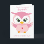 Grandaughter First Birthday Cute Pink Owl Photo Card<br><div class="desc">Grandaughter First Birthday Cute Pink Owl Photo Card</div>