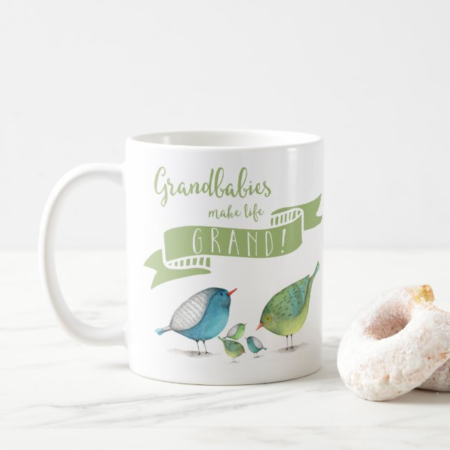 Grandbabies make life GRAND Birds Coffee Mug (With Donut)