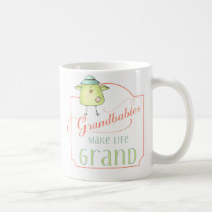 Grandbabies make life grand typography with photo coffee mug