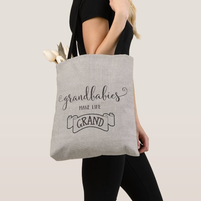 Grandbabies make Life Grand with Photo Tote Bag (Close Up)