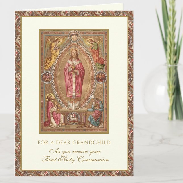 Grandchild First Holy Communion Jesus Angels Card (Creator Uploaded)
