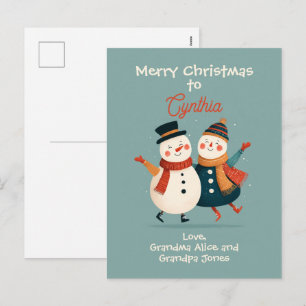 Grandchild Snowman Merry Christmas Postcard