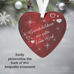 Grandchildren are Gifts Ornament<br><div class="desc">Here's a wonderful keepsake ornament for a grandparent to give or receive as a family gift. It features silver heart and star images against a burgundy red background. In the centre is your customised text in white. Currently, the text says "Grandchildren are gifts from God". The text may be changed...</div>