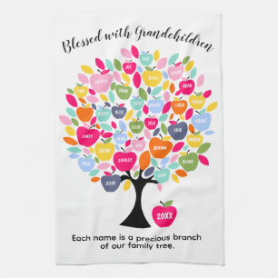 Grandchildren Family Tree Each Name is a Precious Tea Towel