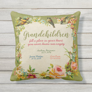 Grandchildren garden vintage gift cushion