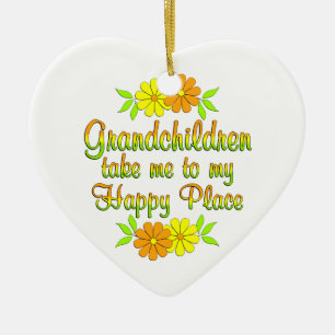 Grandchildren Happy Place Ceramic Ornament