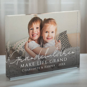 Grandchildren Make Life Grand Quote Keepsake Photo Block