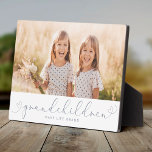 Grandchildren Modern Heart Script Photo Love Plaque<br><div class="desc">GRANDCHILDREN: Great custom photo gift for grandparents,  Valentine's Day,  Mother's Day,  or the Holidays: This modern photo plaque is easy to customise with your favourite photo.</div>
