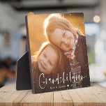 Grandchildren Modern Script Custom Photo Gift Plaque<br><div class="desc">GRANDCHILDREN: Great custom photo gift for grandparents,  Valentine's Day,  Mother's Day or the Holidays: This modern photo plaque is easy to customise with your favourite photo inside the minimalist dotted frame. The text below can be personalised to read the names of the children.</div>