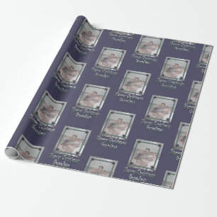 Grandchildren Photo Merry Christmas Grandma Purple Wrapping Paper