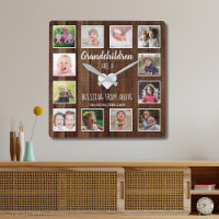 Grandchildren Quote 12 Photo Collage Pallet Wood