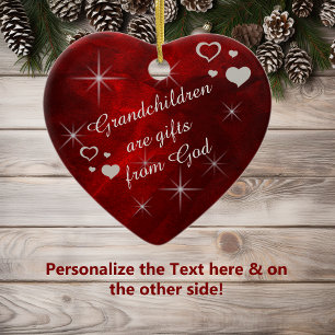 Grandchildren Star Heart Keepsake Ceramic Ornament