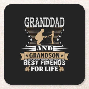 Granddad And Grandson Best Friends For Life Square Paper Coaster