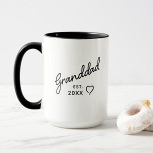 Granddad Black and White Minimalist Est Year Mug
