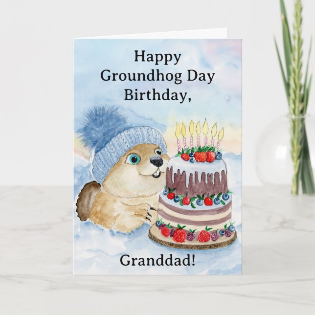 Granddad Happy Groundhog Day Birthday Groundhog Card (Front)