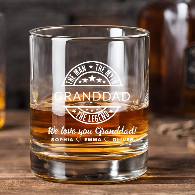 Granddad Man Myth Legend Father's Day Whiskey Glass (Creator Uploaded)