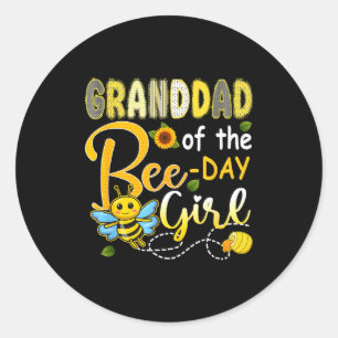 Granddad of the bee-day girl funny bee birthday classic round sticker